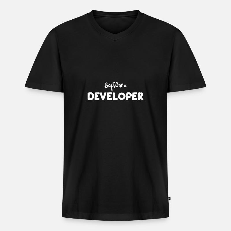 Software Developer - Coding - Männer Premium Bio T-Shirt mit V-Ausschnitt - Schwarz