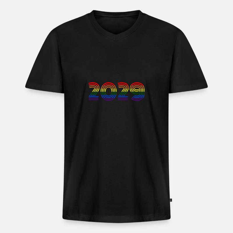 Rainbow 2029 - Männer Premium Bio T-Shirt mit V-Ausschnitt - Schwarz