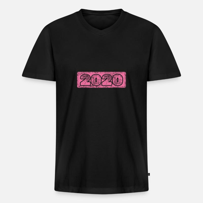 Jahr 2020 - Männer Premium Bio T-Shirt mit V-Ausschnitt - Schwarz