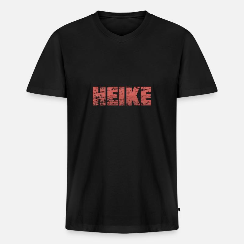 Heike - Männer Premium Bio T-Shirt mit V-Ausschnitt - Schwarz