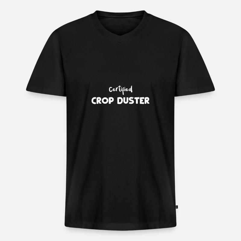Certified Crop Duster - Farmer - Männer Premium Bio T-Shirt mit V-Ausschnitt - Schwarz