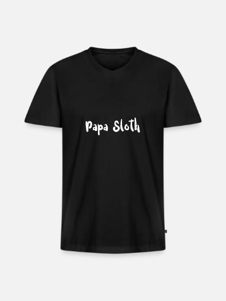 Papa Sloth - Dad - Men's Premium Organic T-shirt with V-neck - black