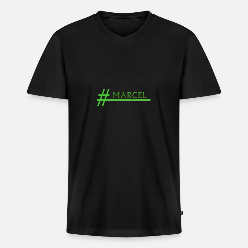 Marcel - Männer Premium Bio T-Shirt mit V-Ausschnitt - Schwarz