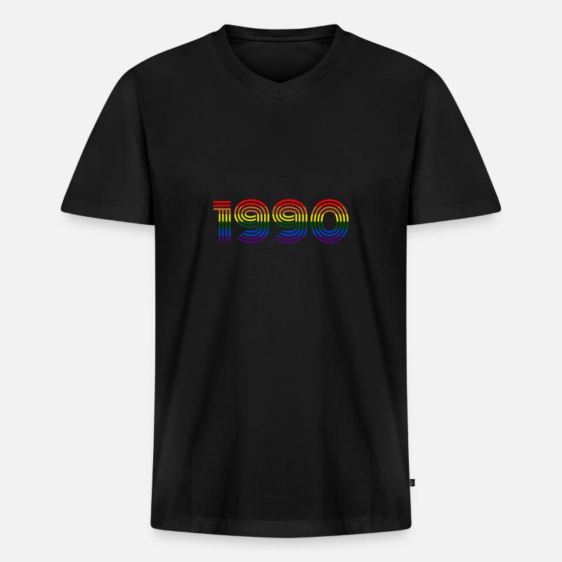 1990 1990 - Männer Premium Bio T-Shirt mit V-Ausschnitt - Schwarz