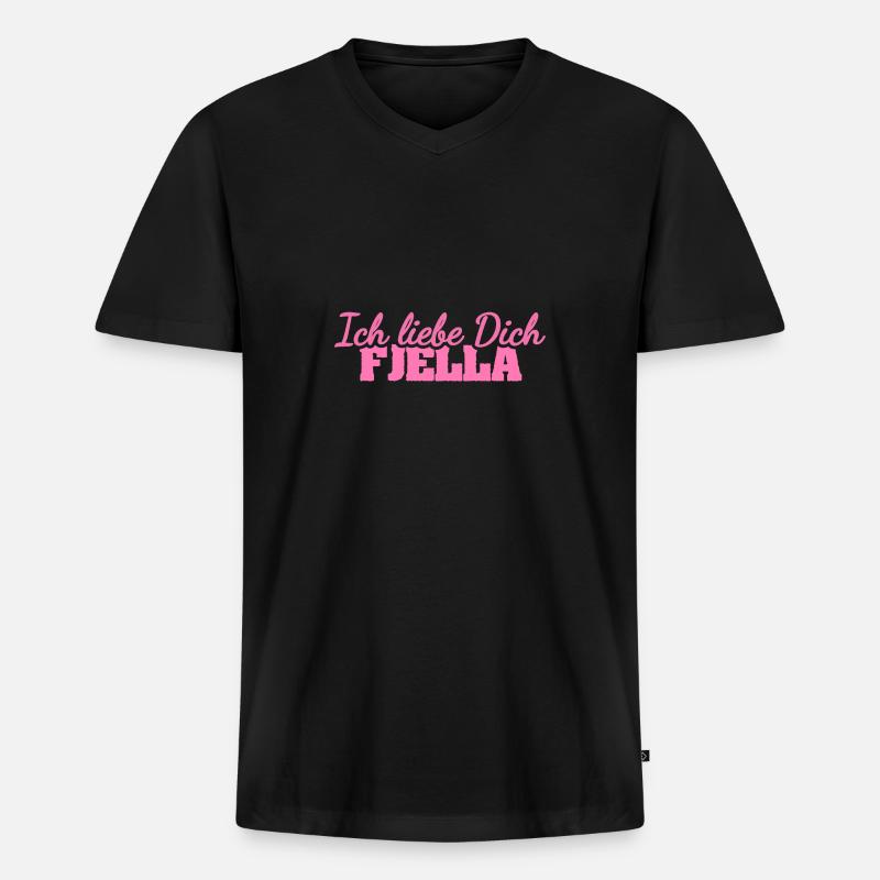 Spruch Fjella - Männer Premium Bio T-Shirt mit V-Ausschnitt - Schwarz