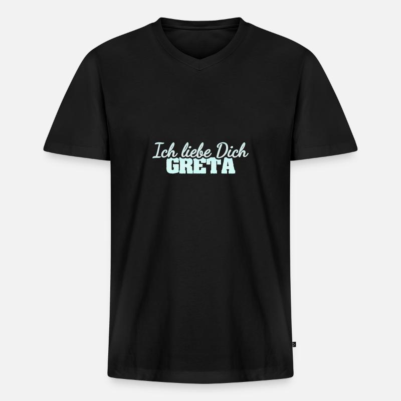 Liebe Greta - Männer Premium Bio T-Shirt mit V-Ausschnitt - Schwarz