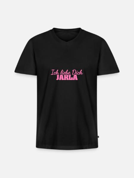 Liebe Jarla - Männer Premium Bio T-Shirt mit V-Ausschnitt - Schwarz