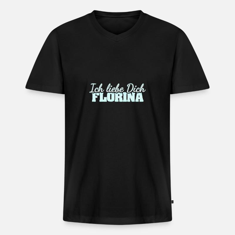 Liebe Florina - Männer Premium Bio T-Shirt mit V-Ausschnitt - Schwarz