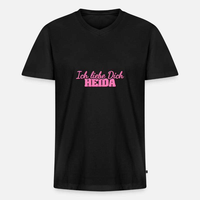 Geschenk für Heida - Männer Premium Bio T-Shirt mit V-Ausschnitt - Schwarz