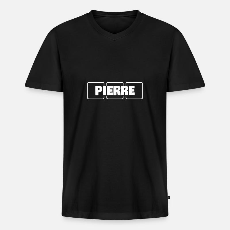 Männername Pierre - Männer Premium Bio T-Shirt mit V-Ausschnitt - Schwarz