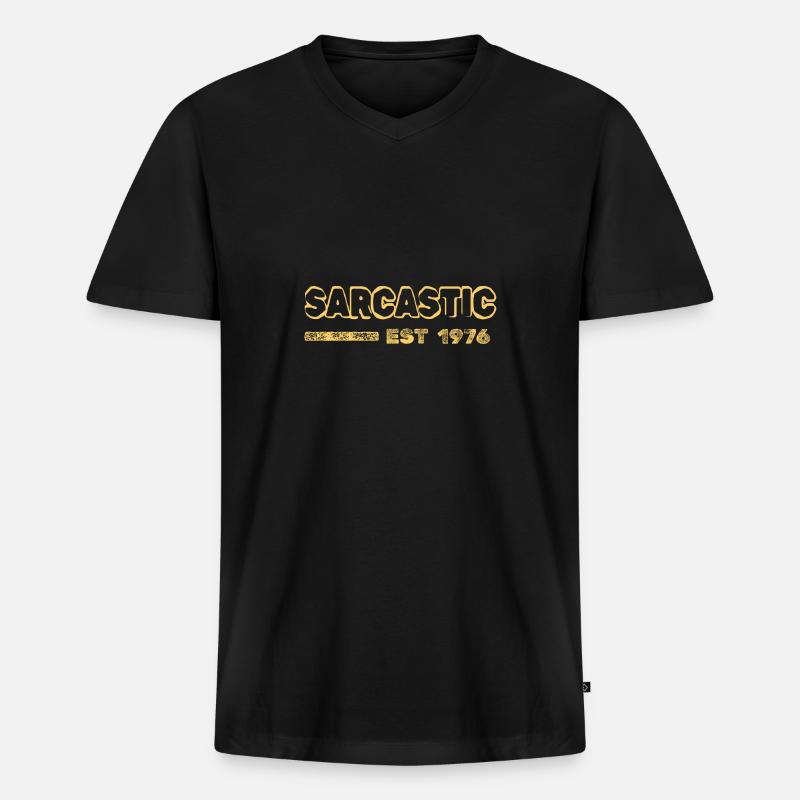 Sarcastic 1976 - Männer Premium Bio T-Shirt mit V-Ausschnitt - Schwarz