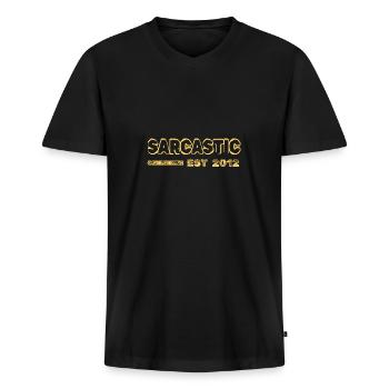 Sarcastique 2012 - T-shirt encolure en V Premium bio Homme - noir - Devant - Nico (187cm)