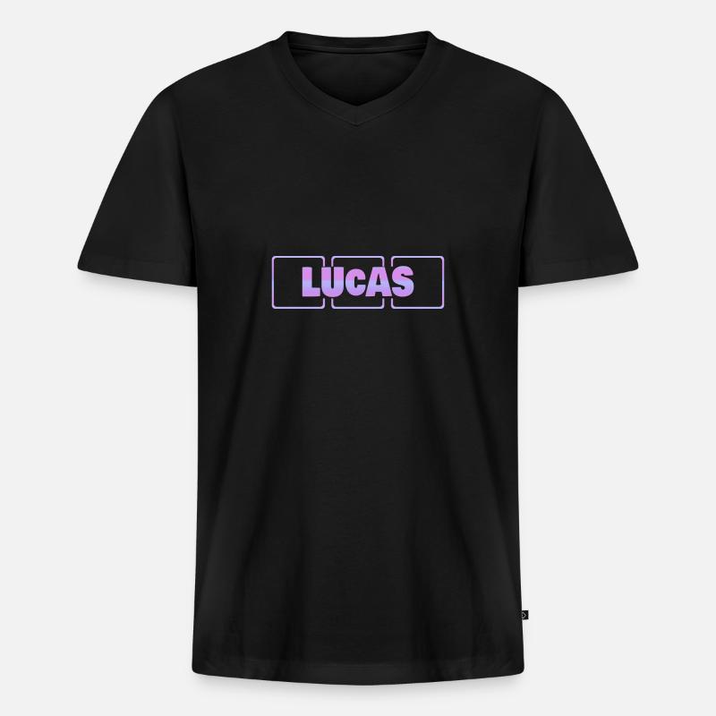 Lucas - Maglietta ecologica premium da uomo con scollo a V - nero