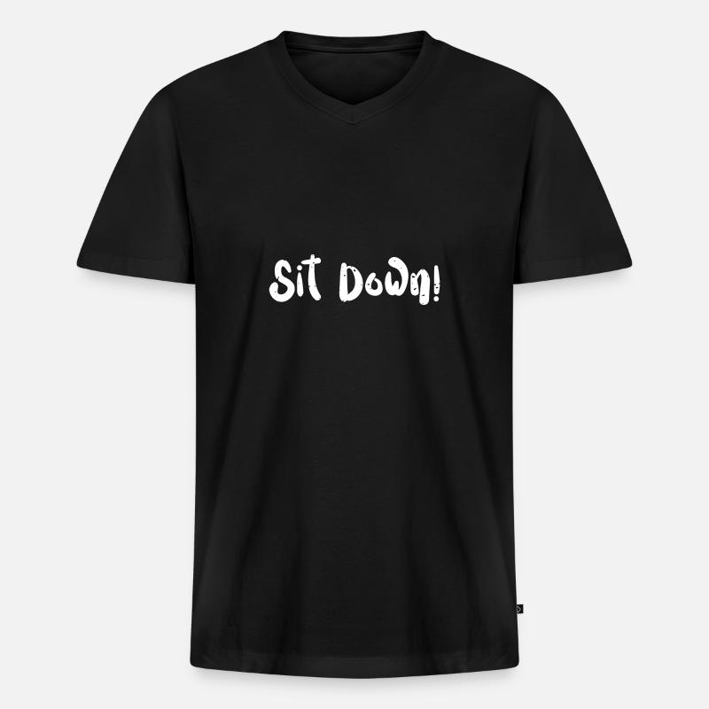 Sit Down! - Softball - Männer Premium Bio T-Shirt mit V-Ausschnitt - Schwarz