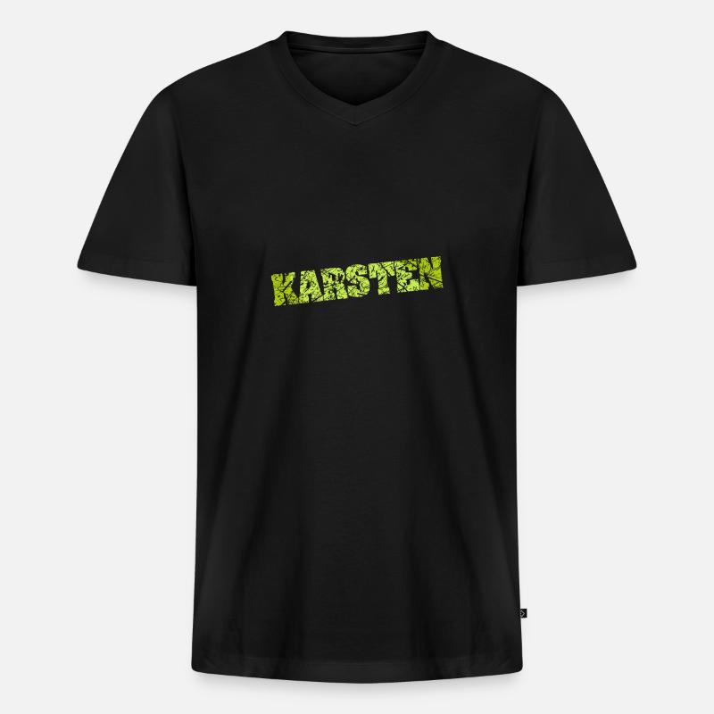 Name Karsten - Männer Premium Bio T-Shirt mit V-Ausschnitt - Schwarz