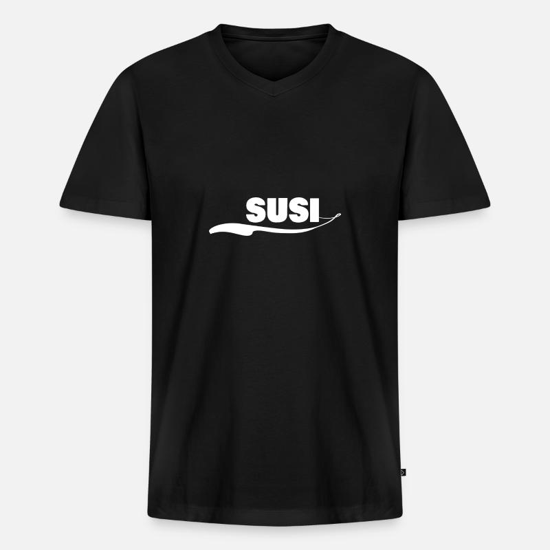 susi - Männer Premium Bio T-Shirt mit V-Ausschnitt - Schwarz
