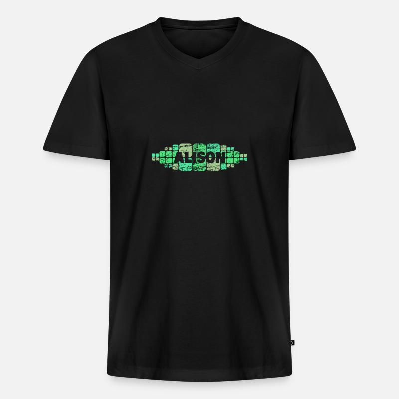 Alison - Männer Premium Bio T-Shirt mit V-Ausschnitt - Schwarz