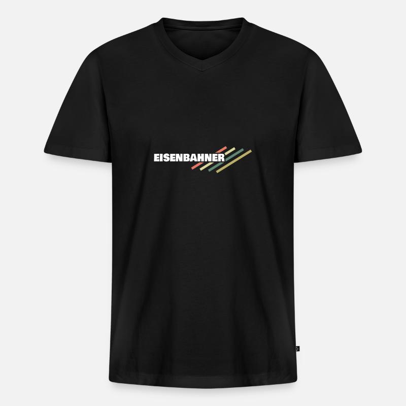 Arbeitsplatz Eisenbahner - Männer Premium Bio T-Shirt mit V-Ausschnitt - Schwarz