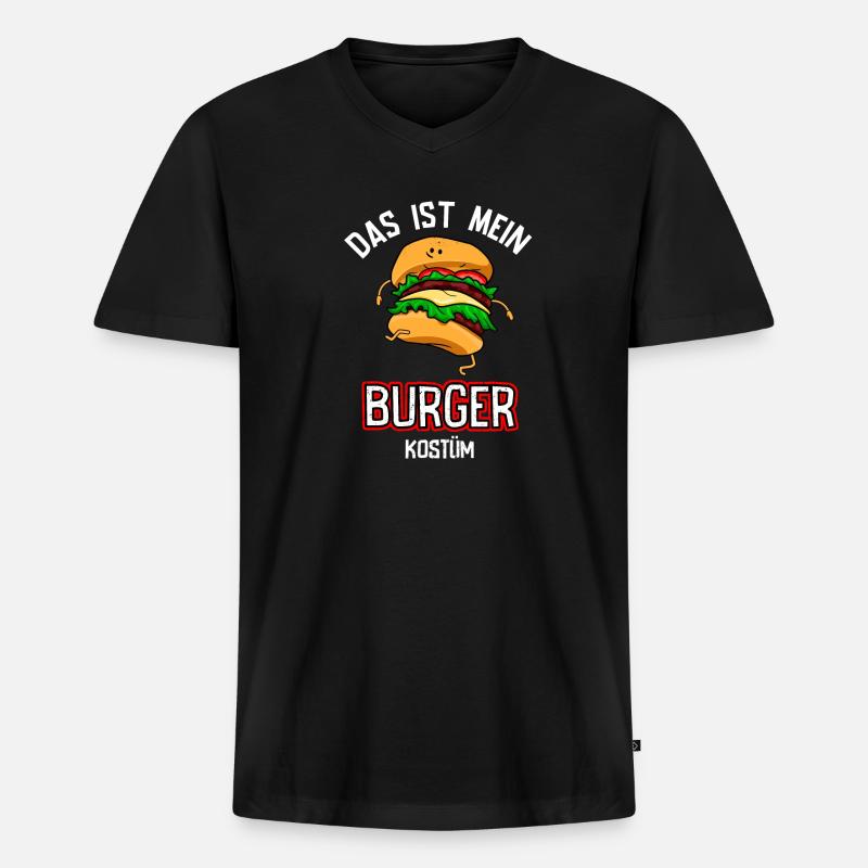 Karneval Kostüm Burger - Männer Premium Bio T-Shirt mit V-Ausschnitt - Schwarz
