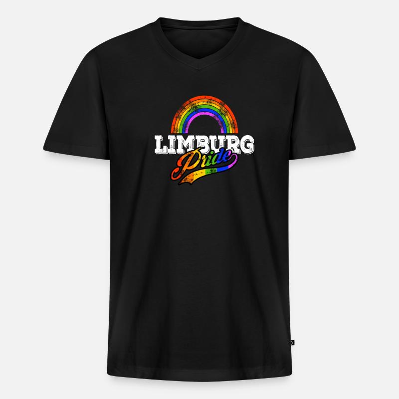 Pride Limburg - Männer Premium Bio T-Shirt mit V-Ausschnitt - Schwarz