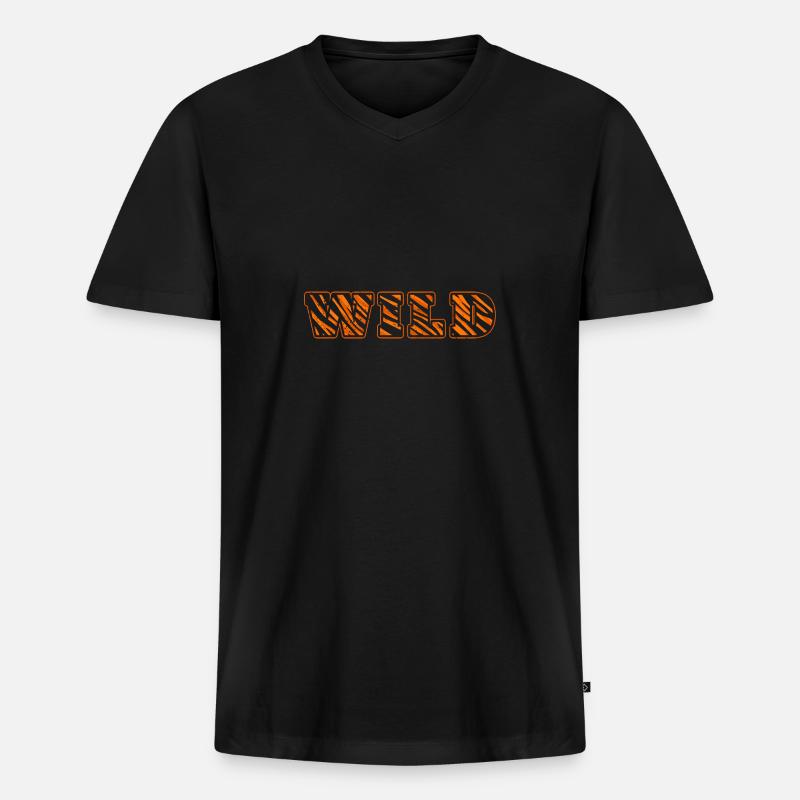 Sei wild - Männer Premium Bio T-Shirt mit V-Ausschnitt - Schwarz