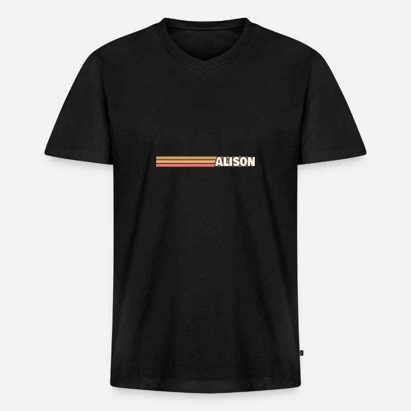 Retro Alison - Männer Premium Bio T-Shirt mit V-Ausschnitt - Schwarz