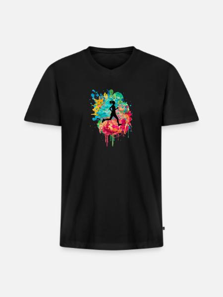 Jogging und Laufen - Männer Premium Bio T-Shirt mit V-Ausschnitt - Schwarz