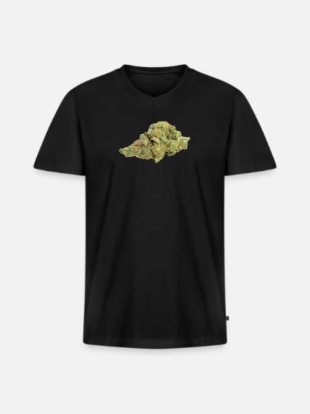 Single Cannabis / Weed Bud / Blossom - Men's Premium Organic T-shirt with V-neck - black