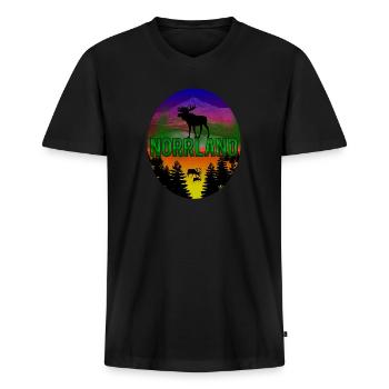 NORRLAND Quiet and Natural! - Men's Premium Organic T-shirt with V-neck - black - Front - Nico (187cm)