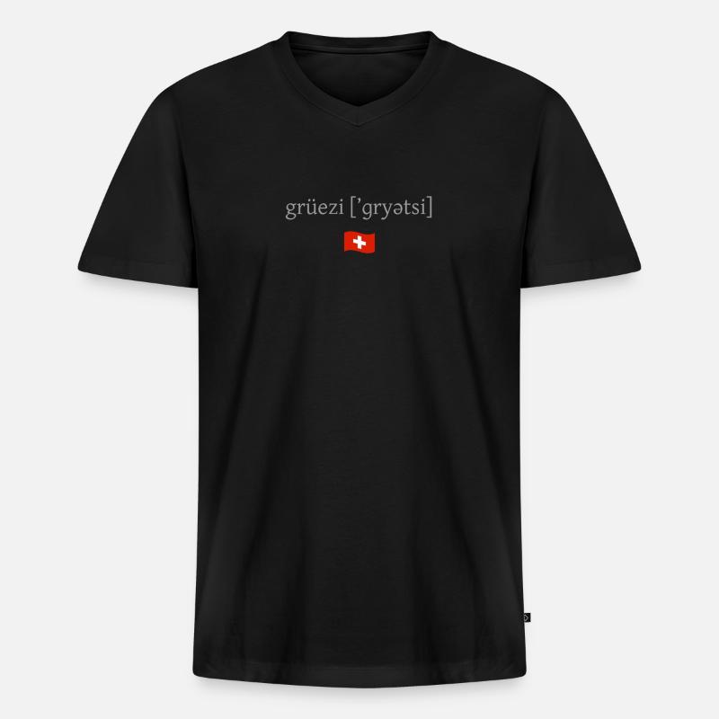 Hallo (Schweizerdeutsch) - Männer Premium Bio T-Shirt mit V-Ausschnitt - Schwarz