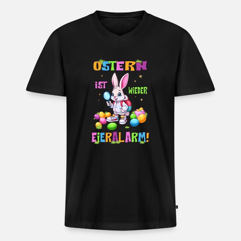 Ostern, Eieralarm - Männer Premium Bio T-Shirt mit V-Ausschnitt - Schwarz