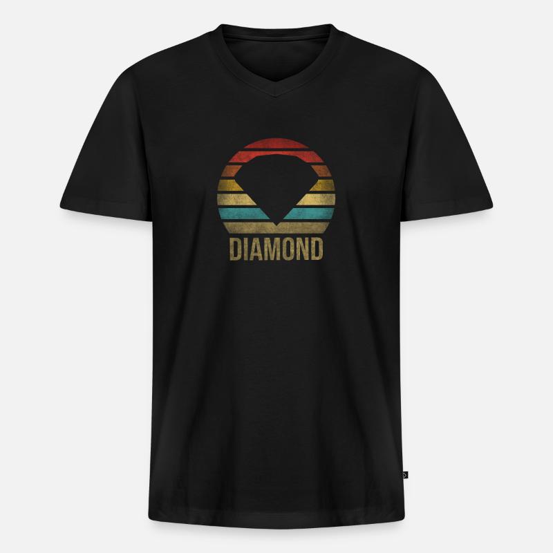 Ruby Gemstone Retro Sunset - Männer Premium Bio T-Shirt mit V-Ausschnitt - Schwarz