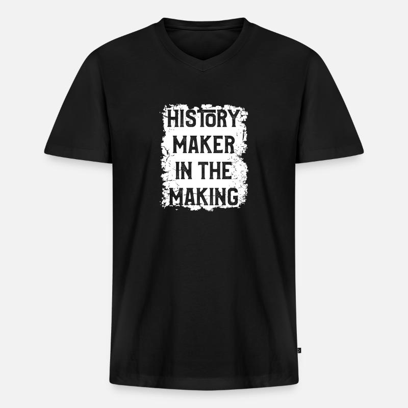 History Maker - Männer Premium Bio T-Shirt mit V-Ausschnitt - Schwarz