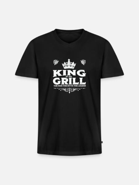 Grillen König des Grills - Männer Premium Bio T-Shirt mit V-Ausschnitt - Schwarz