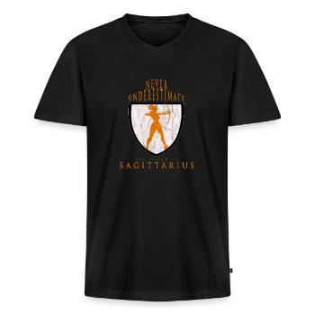 Sagittaire - T-shirt encolure en V Premium bio Homme - noir - Devant - Nico (187cm)