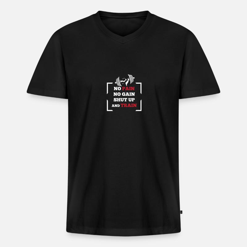 Hantel Training - Männer Premium Bio T-Shirt mit V-Ausschnitt - Schwarz