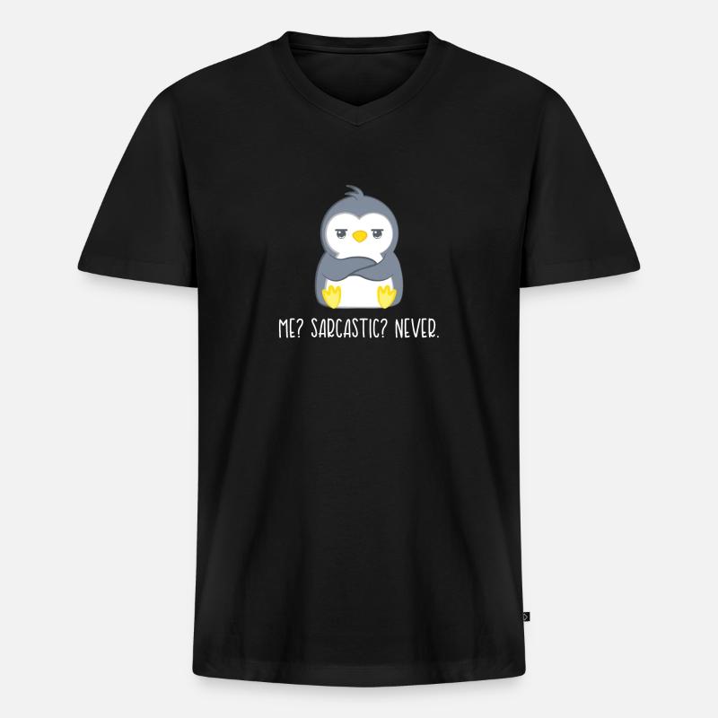 Pinguin – Pinguine – Pinguinfan – Sarkasmus - Männer Premium Bio T-Shirt mit V-Ausschnitt - Schwarz