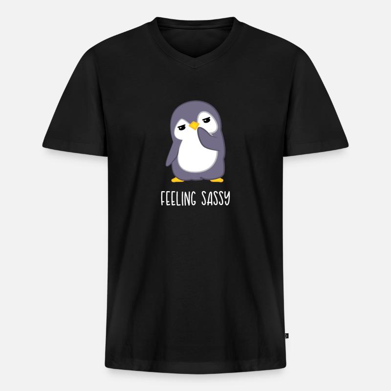 Pinguin – Pinguine – Pinguinfan – Frechdachs - Männer Premium Bio T-Shirt mit V-Ausschnitt - Schwarz