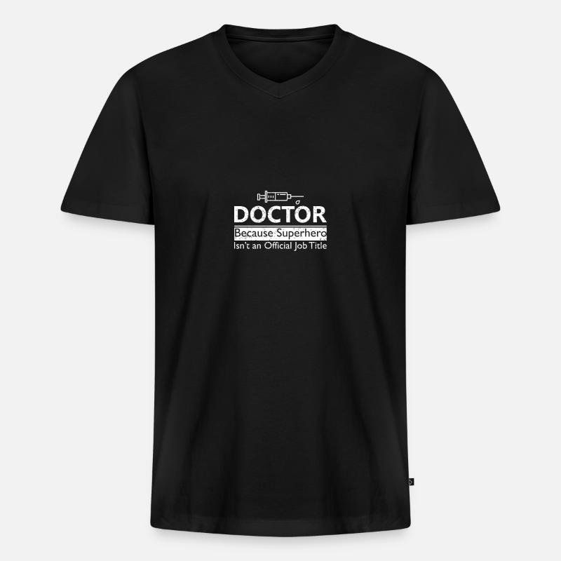 Doktor - Männer Premium Bio T-Shirt mit V-Ausschnitt - Schwarz