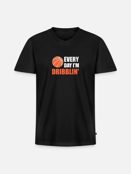 basket-ball - T-shirt encolure en V Premium bio Homme - noir