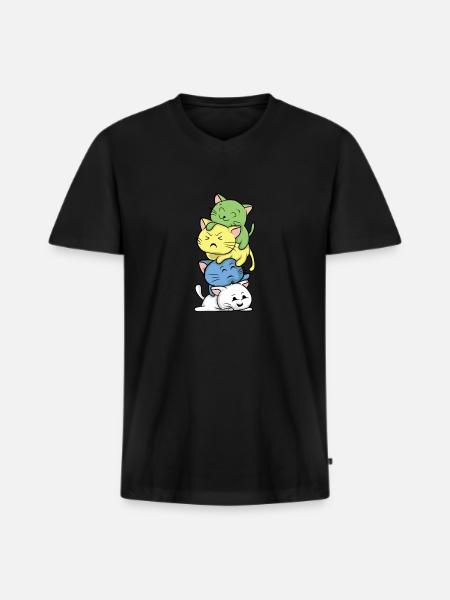 Kawaii katte manga stil japan miao gave - Premium økologisk T-shirt med V-hals til mænd - sort