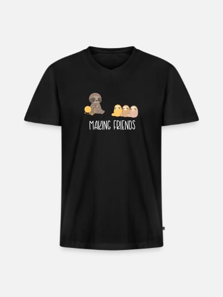 Sloth-Sloths-Introverti - Amis - T-shirt encolure en V Premium bio Homme - noir