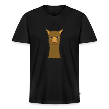 Lama - Men's Premium Organic T-shirt with V-neck - black - Front - Nico (187cm)