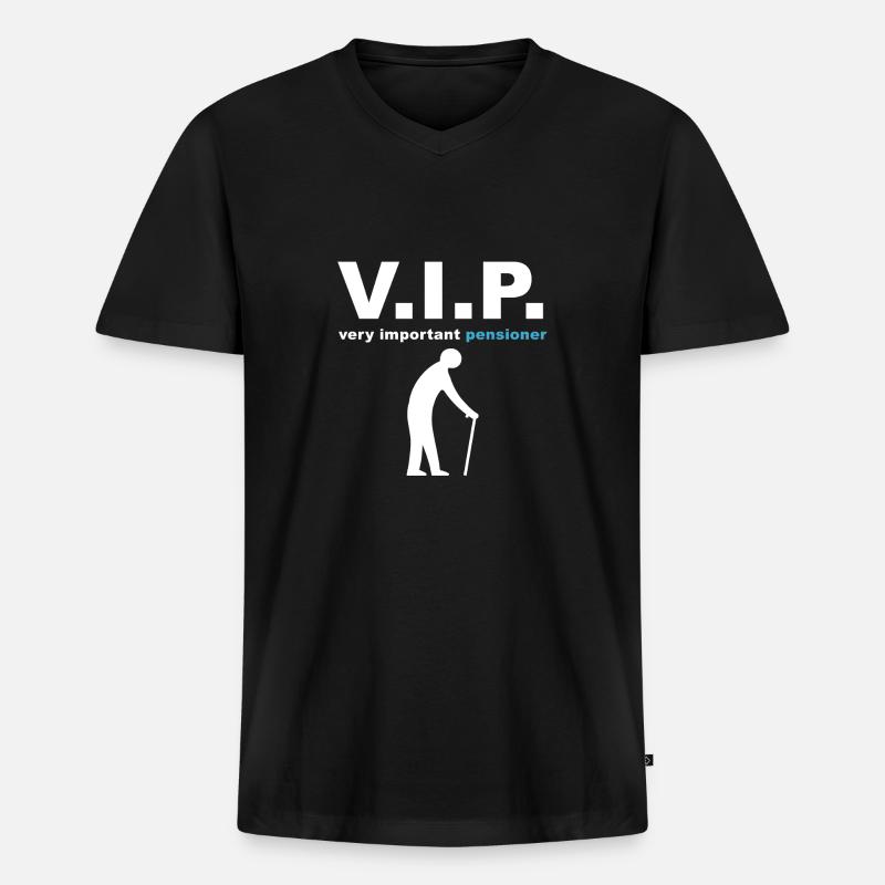 V.I.P. Pensioner - Männer Premium Bio T-Shirt mit V-Ausschnitt - Schwarz