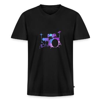 Batterie Percussion Percussion - T-shirt encolure en V Premium bio Homme - noir - Devant - Nico (187cm)