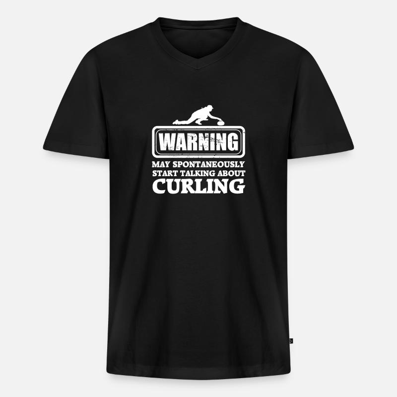 Curling Eisstockschießen - Männer Premium Bio T-Shirt mit V-Ausschnitt - Schwarz