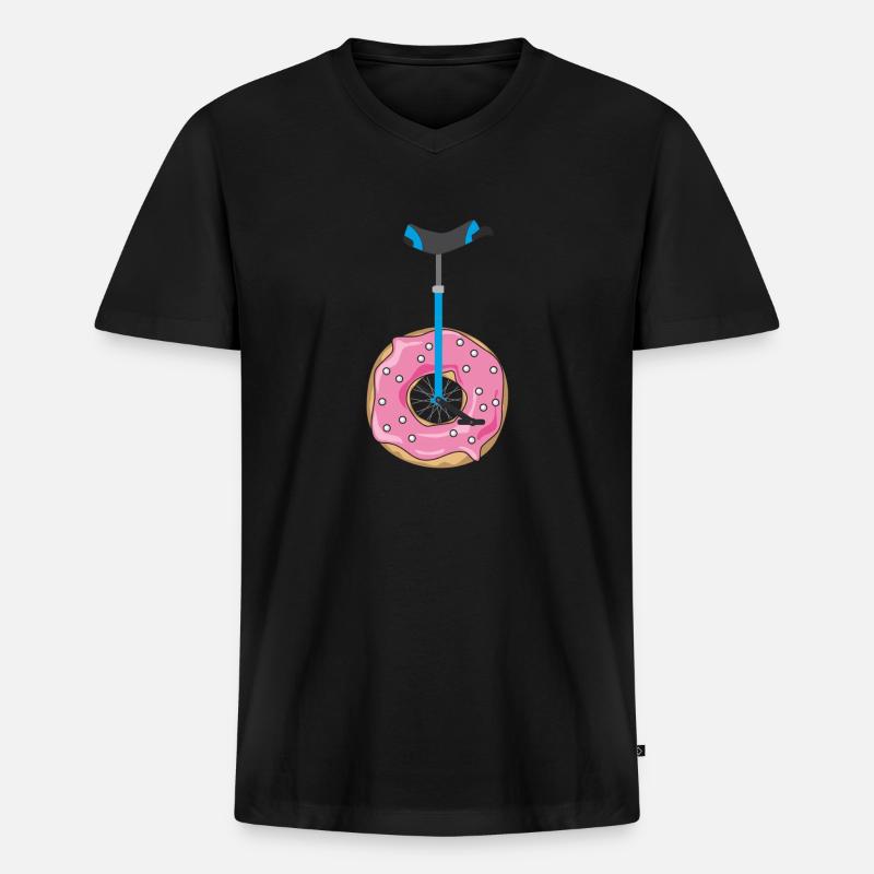 Donut Einrad - Männer Premium Bio T-Shirt mit V-Ausschnitt - Schwarz