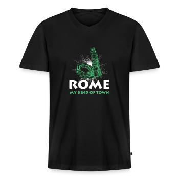 Rome Italie Ville du Vatican Capitale Idée Cadeau - T-shirt encolure en V Premium bio Homme - noir - Devant - Nico (187cm)