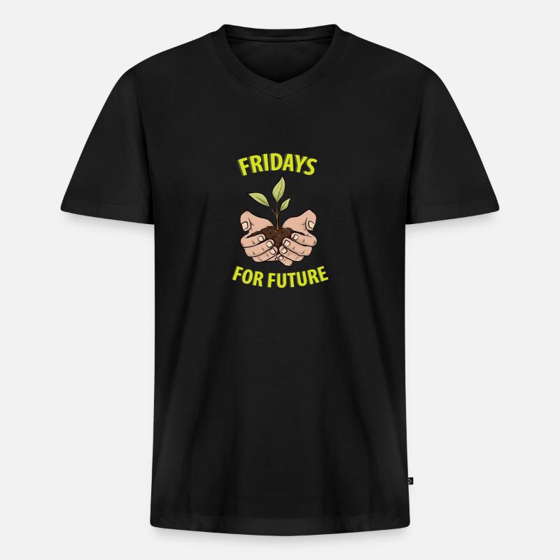 Fridays for Future - Männer Premium Bio T-Shirt mit V-Ausschnitt - Schwarz