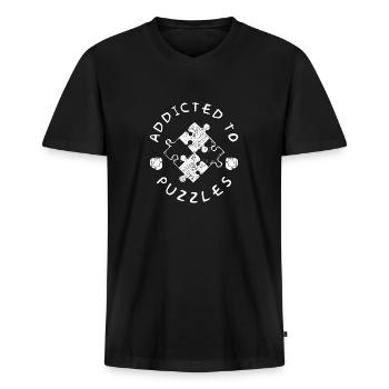 Puzzle - Männer Premium Bio T-Shirt mit V-Ausschnitt - Schwarz - Vorne - Nico (187cm)